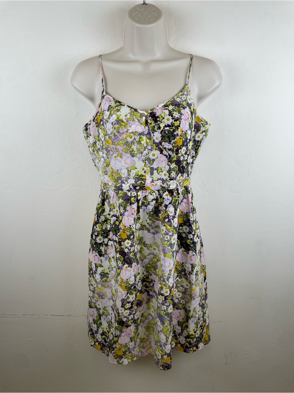 Madewell 1937 Pink & Green Floral Spaghetti-Strap Mini Dress